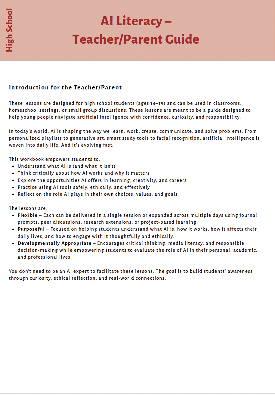 AI Literacy: Understanding AI with a Critical Eye (High School) Instructional Guide