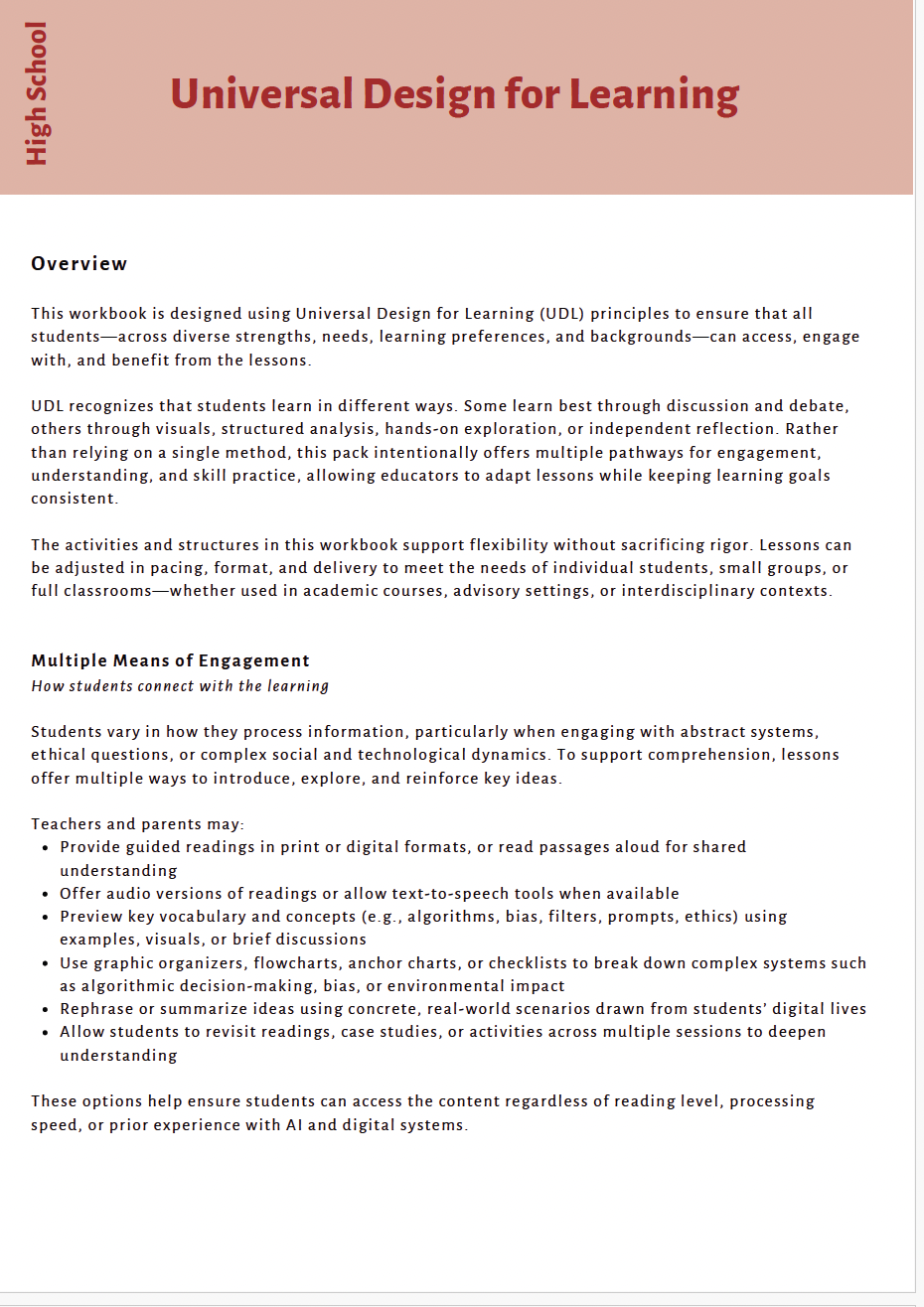AI Literacy: Understanding AI with a Critical Eye (High School) Instructional Guide