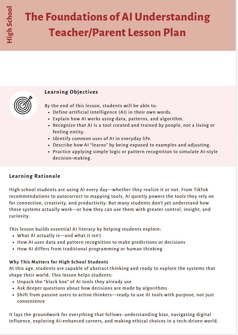 AI Literacy: Understanding AI with a Critical Eye (High School) Instructional Guide