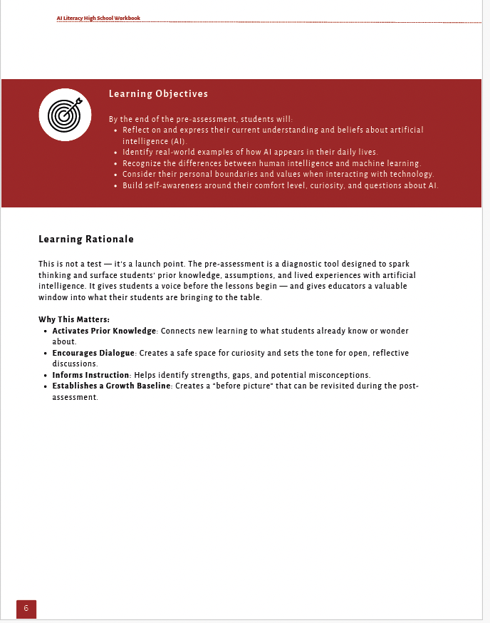 AI Literacy: Understanding AI with a Critical Eye (High School) Workbook