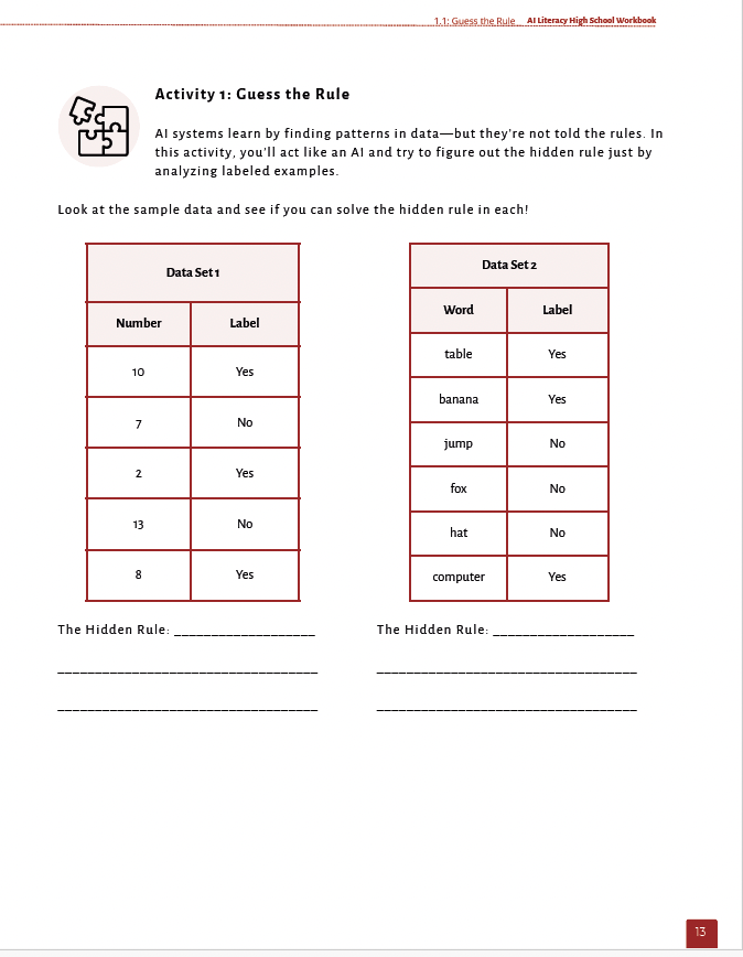 AI Literacy: Understanding AI with a Critical Eye (High School) Workbook