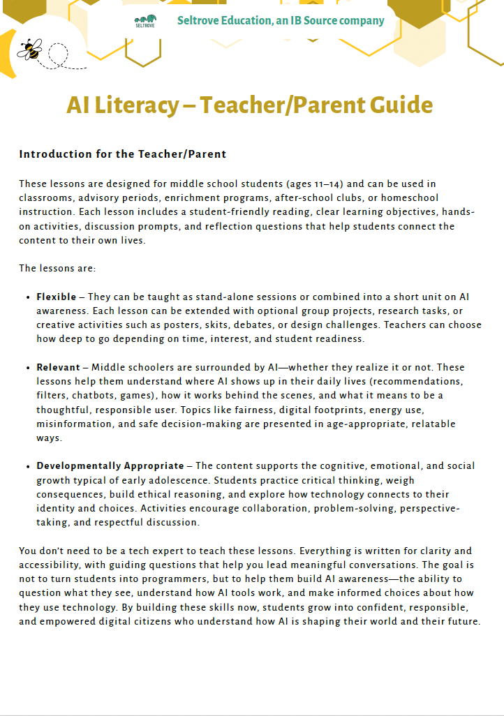AI Literacy – Understanding AI with a Critical Eye (Middle School) Teacher Resource Pack — image 2