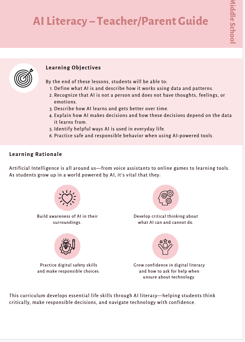 AI Literacy: Understanding AI & Responsible Tech Use (Middle School) Instructional Guide