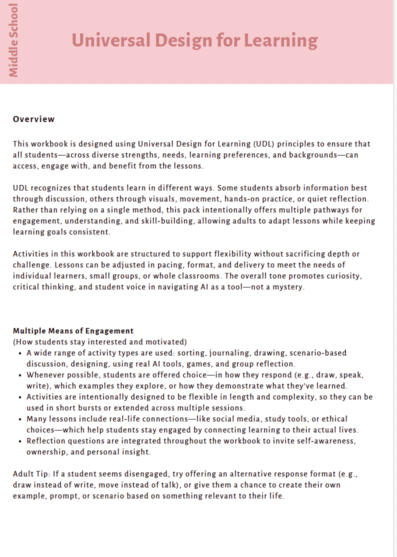 AI Literacy: Understanding AI & Responsible Tech Use (Middle School) Instructional Guide