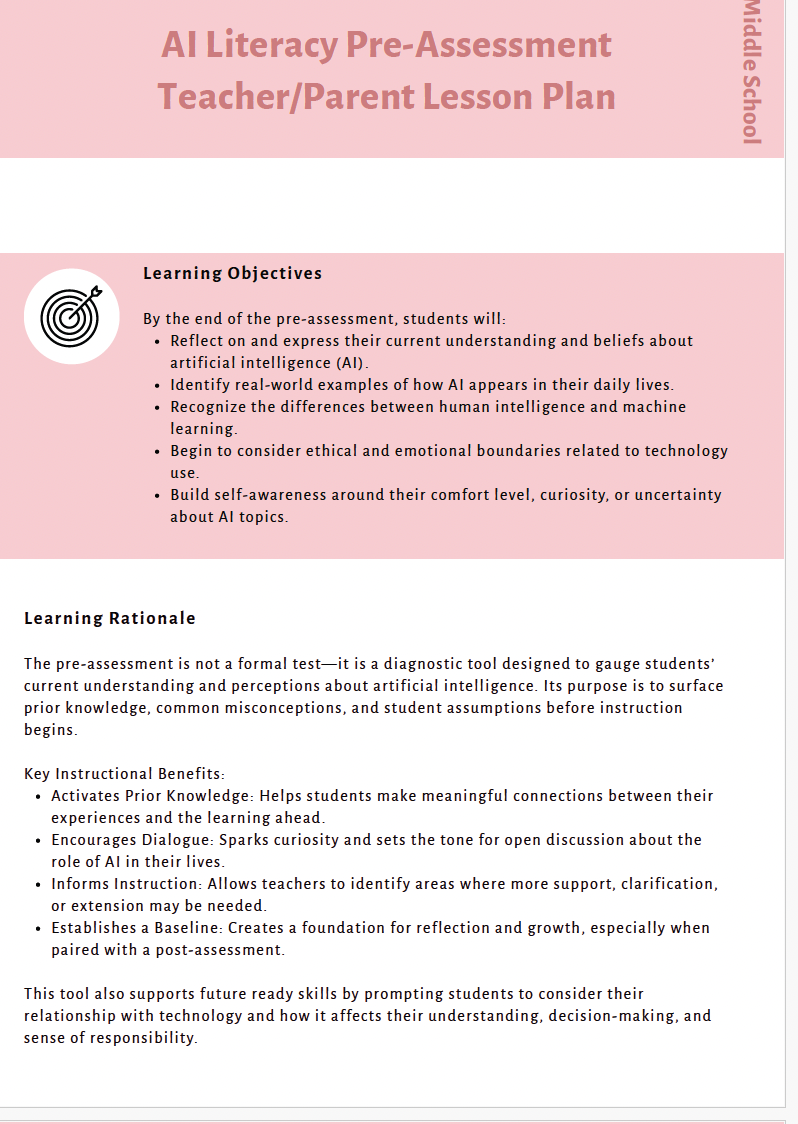 AI Literacy: Understanding AI & Responsible Tech Use (Middle School) Instructional Guide
