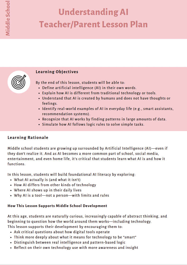 AI Literacy: Understanding AI & Responsible Tech Use (Middle School) Instructional Guide