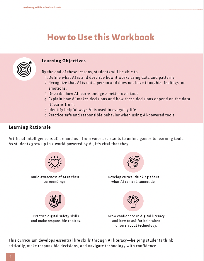 AI Literacy: Understanding AI & Responsible Tech Use (Middle School) Workbook