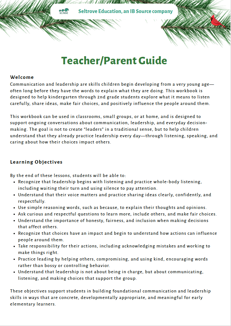 Communication and Leadership (Lower Elementary) Teacher Resource Pack — image 2
