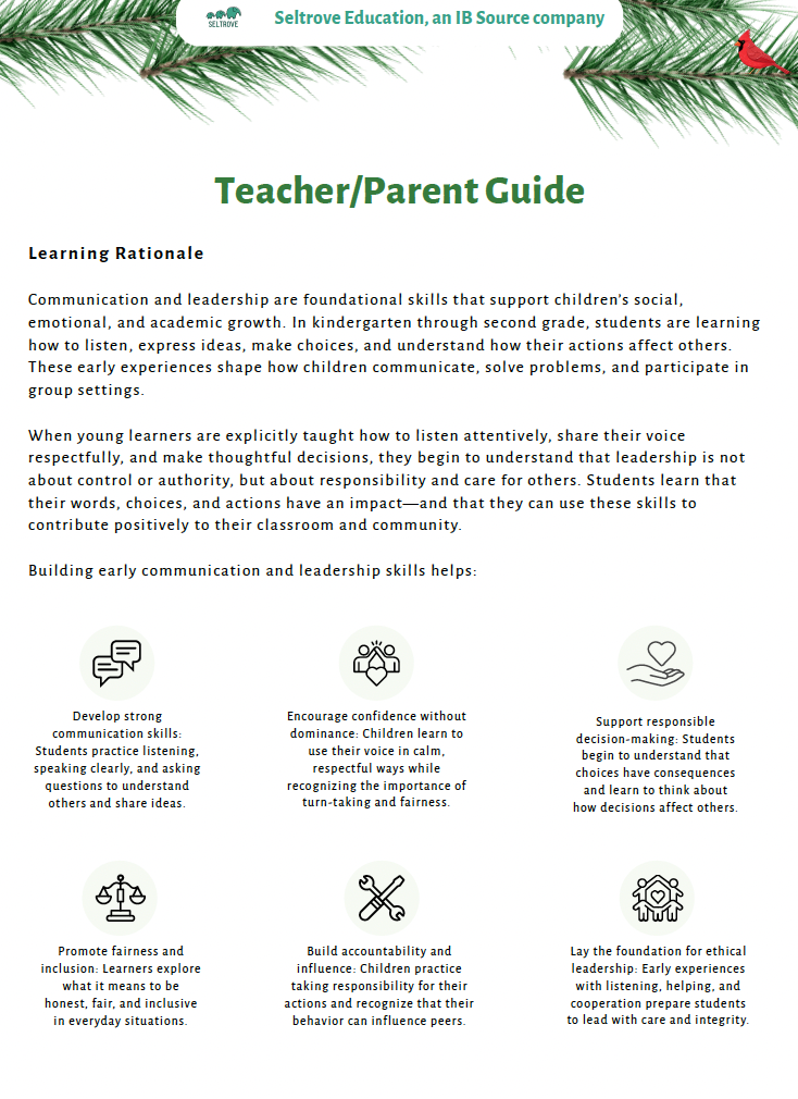 Communication and Leadership (Lower Elementary) Teacher Resource Pack — image 6
