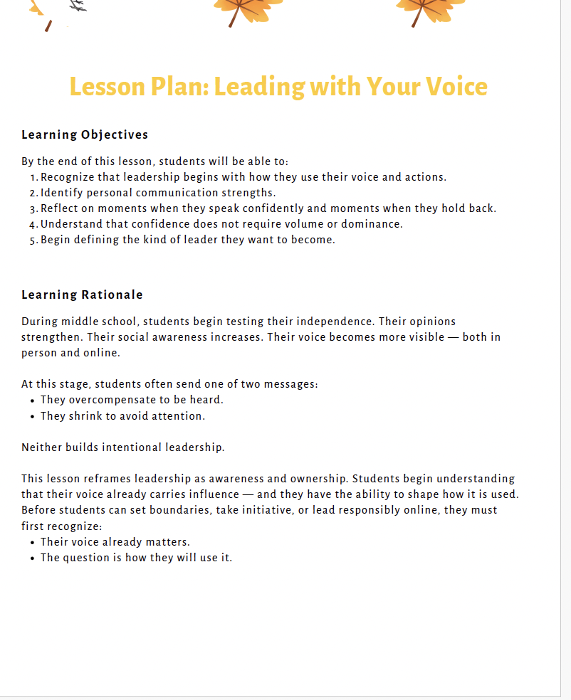 Communication and Leadership (Middle School) Teacher Resource Pack — image 5