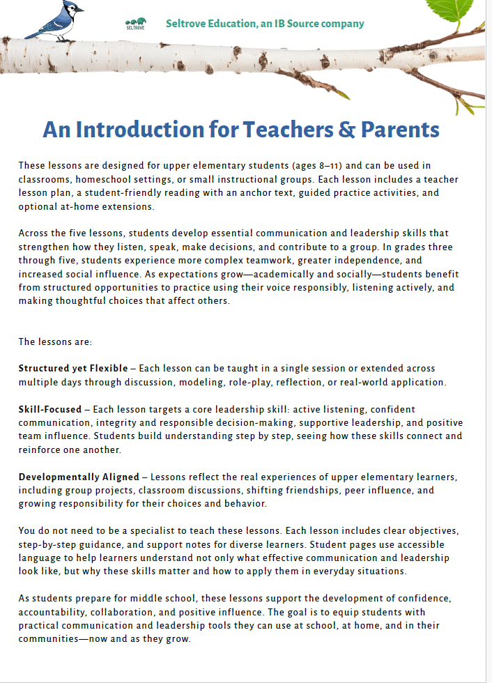 Communication and Leadership (Upper Elementary) Teacher Resource Pack — image 3