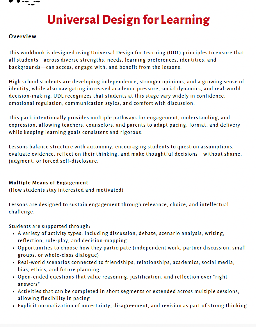 Critical Thinking: Building Healthy Decision-Making Skills (High School) Teacher Resource Pack