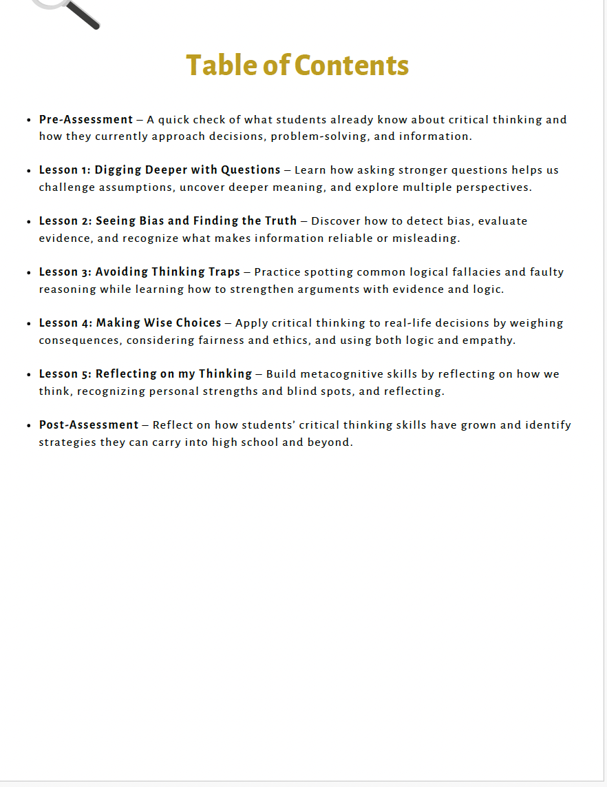 Critical Thinking: Building Healthy Decision-Making Skills (Middle School) Teacher Resource Pack — image 3