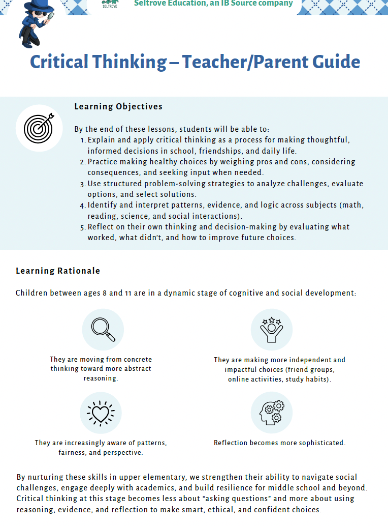 Critical Thinking: Building Healthy Decision-Making Skills (Upper Elementary) Teacher Resource Pack — image 2