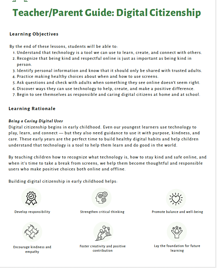 Digital Citizenship (Lower Elementary) Teacher Resource Pack