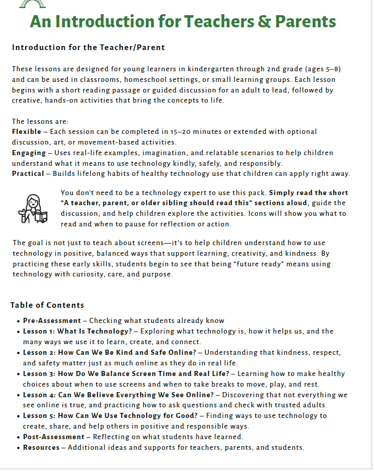 Digital Citizenship (Lower Elementary) Teacher Resource Pack