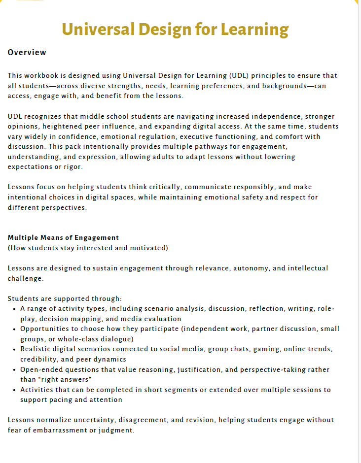 Digital Citizenship (Middle School) Teacher Resource Pack