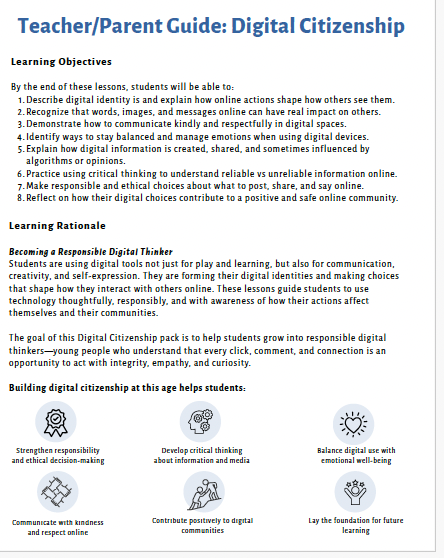 Digital Citizenship (Upper Elementary) Teacher Resource Pack