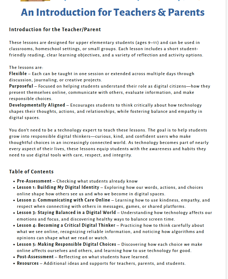 Digital Citizenship (Upper Elementary) Teacher Resource Pack