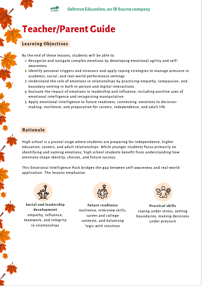 Emotional Intelligence: Weathering Emotions in Every Season (High School) Teacher Resource Pack