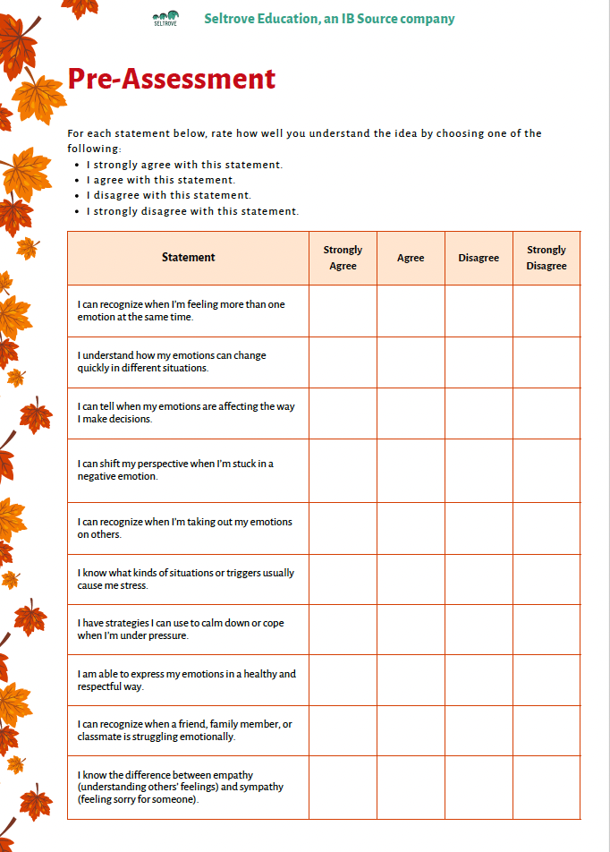 Emotional Intelligence: Weathering Emotions in Every Season (High School) Teacher Resource Pack
