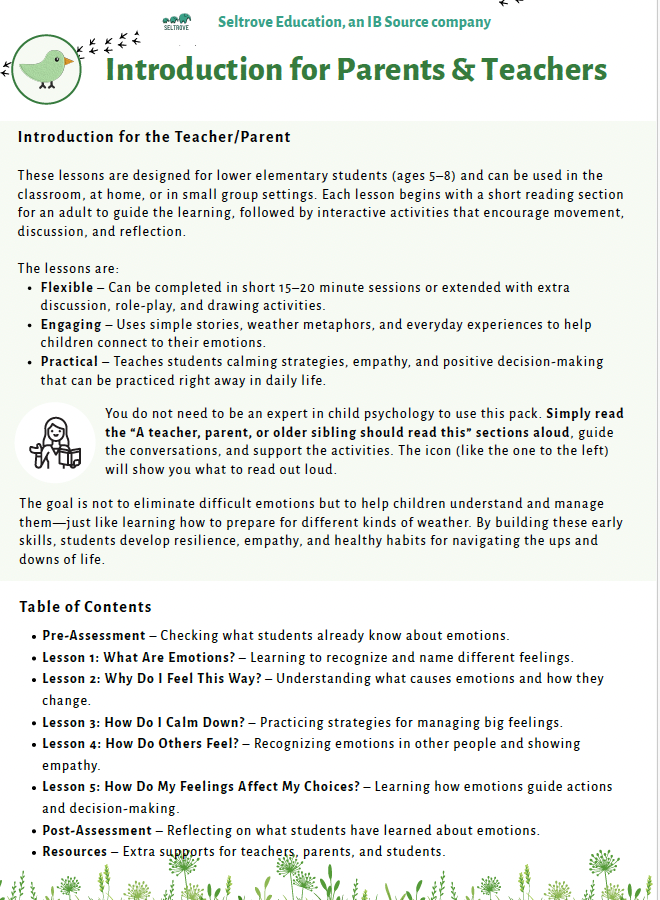 Emotional Intelligence: Weathering Emotions in Every Season (Lower Elementary) Teacher Resource Pack — image 3
