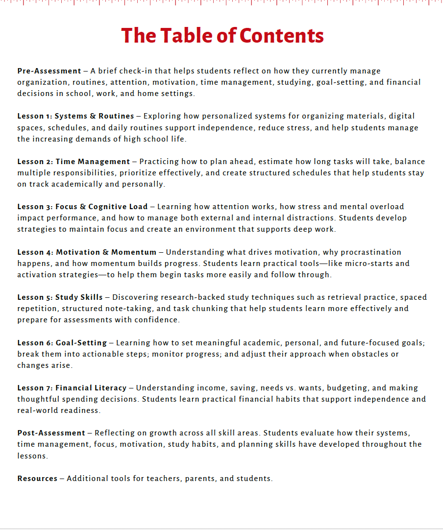 Executive Functioning Skills (High School) Teacher Resource Pack — image 5