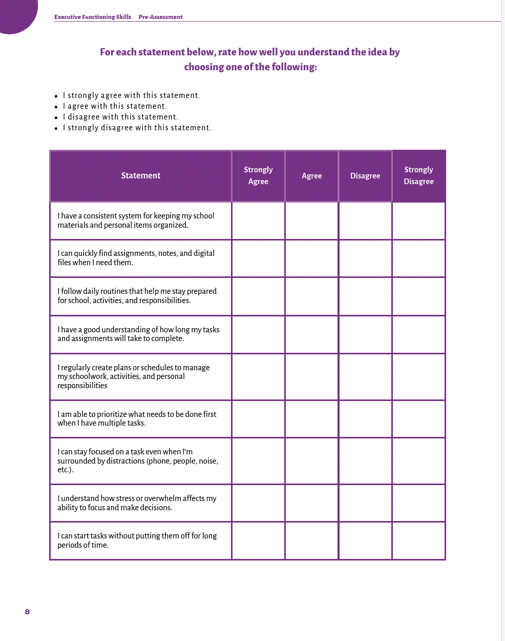 Executive Functioning Skills High School Workbook