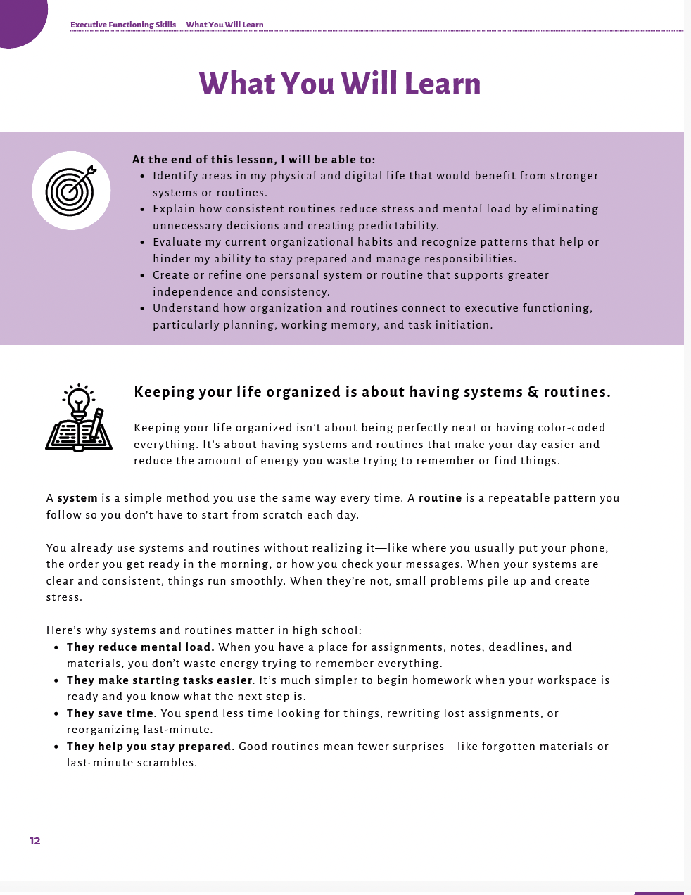 Executive Functioning Skills High School Workbook