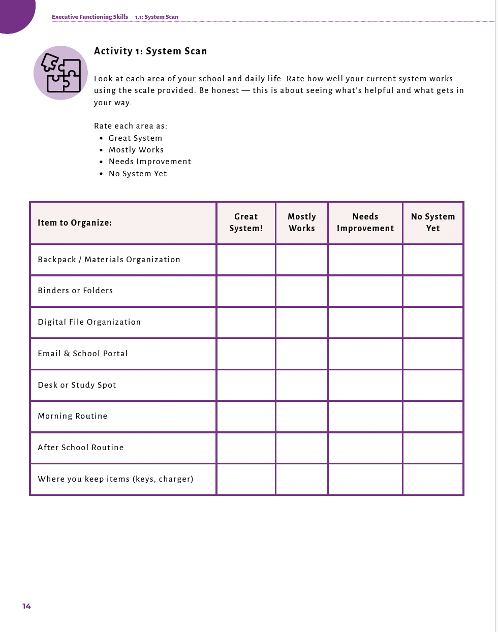 Executive Functioning Skills High School Workbook