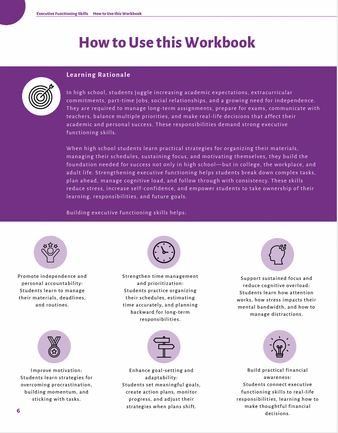 Executive Functioning Skills High School Workbook