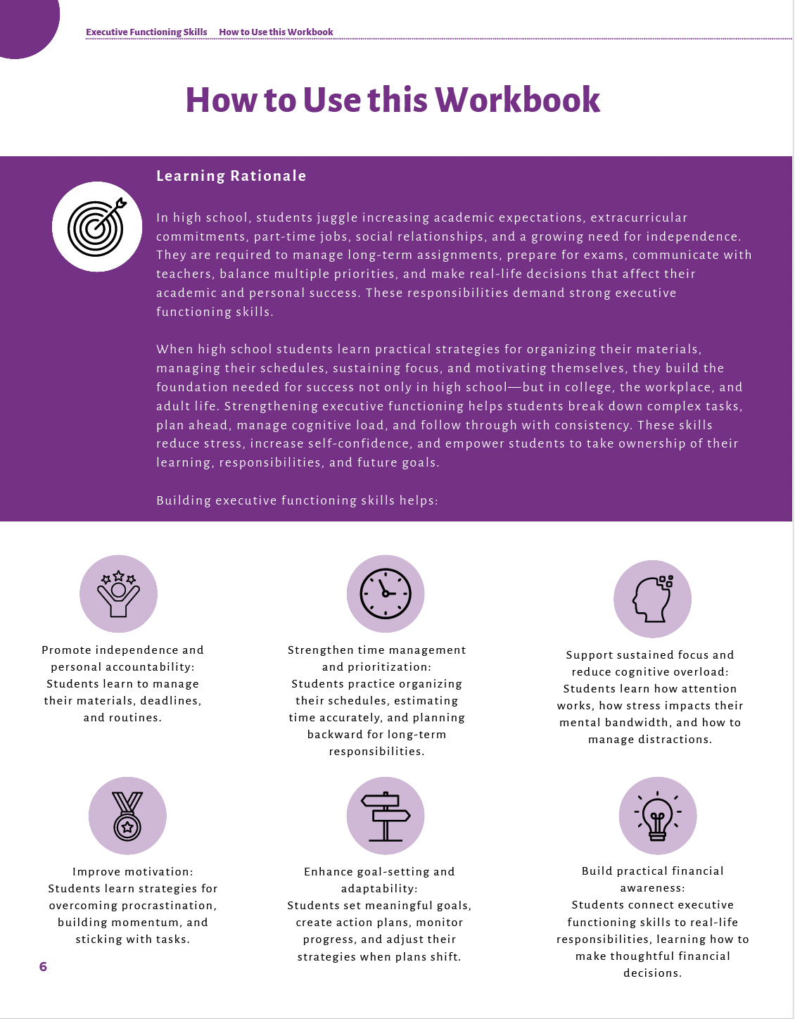 Executive Functioning Skills High School Workbook
