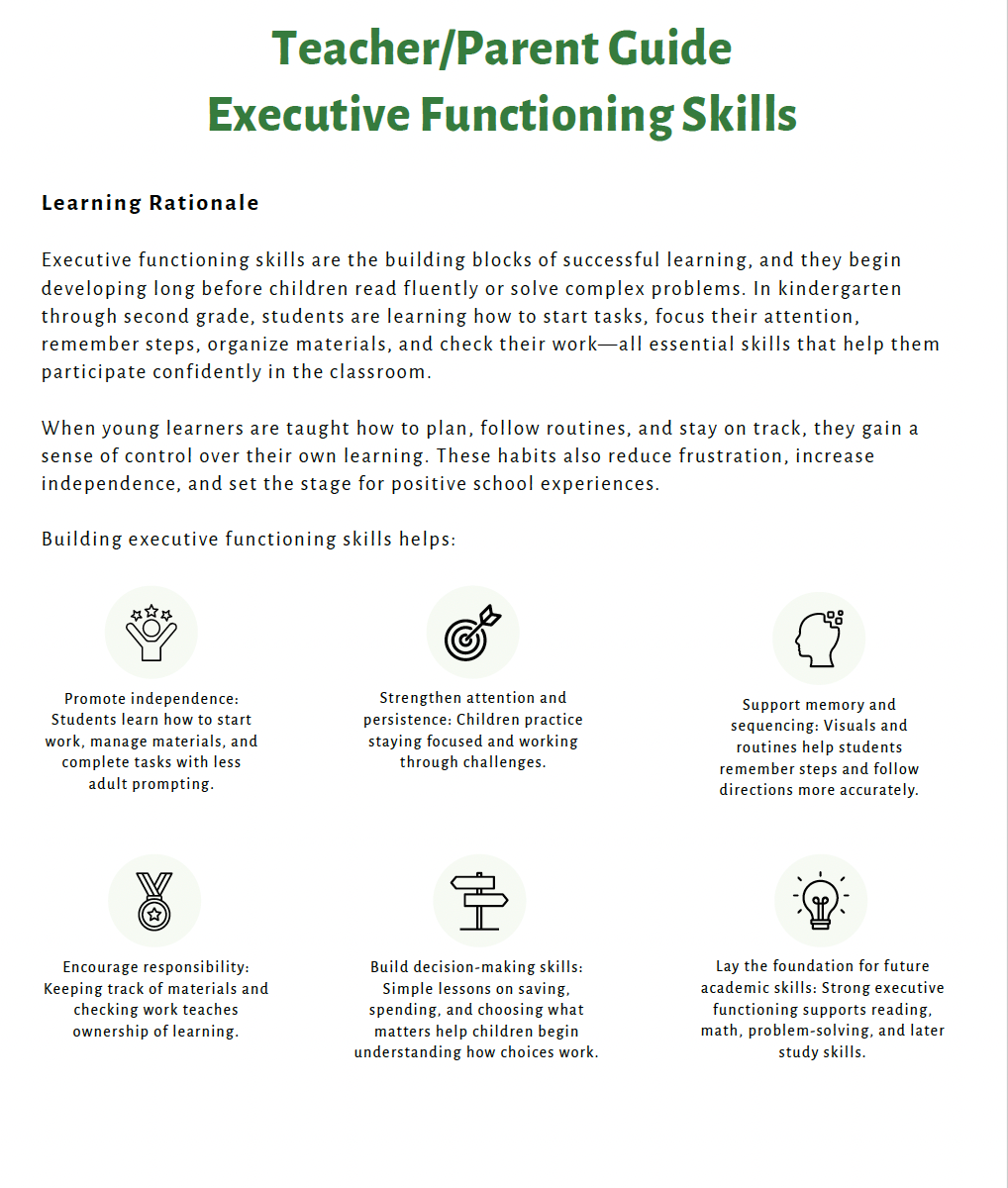 Executive Functioning Skills (Lower Elementary) Teacher Resource Pack — image 3