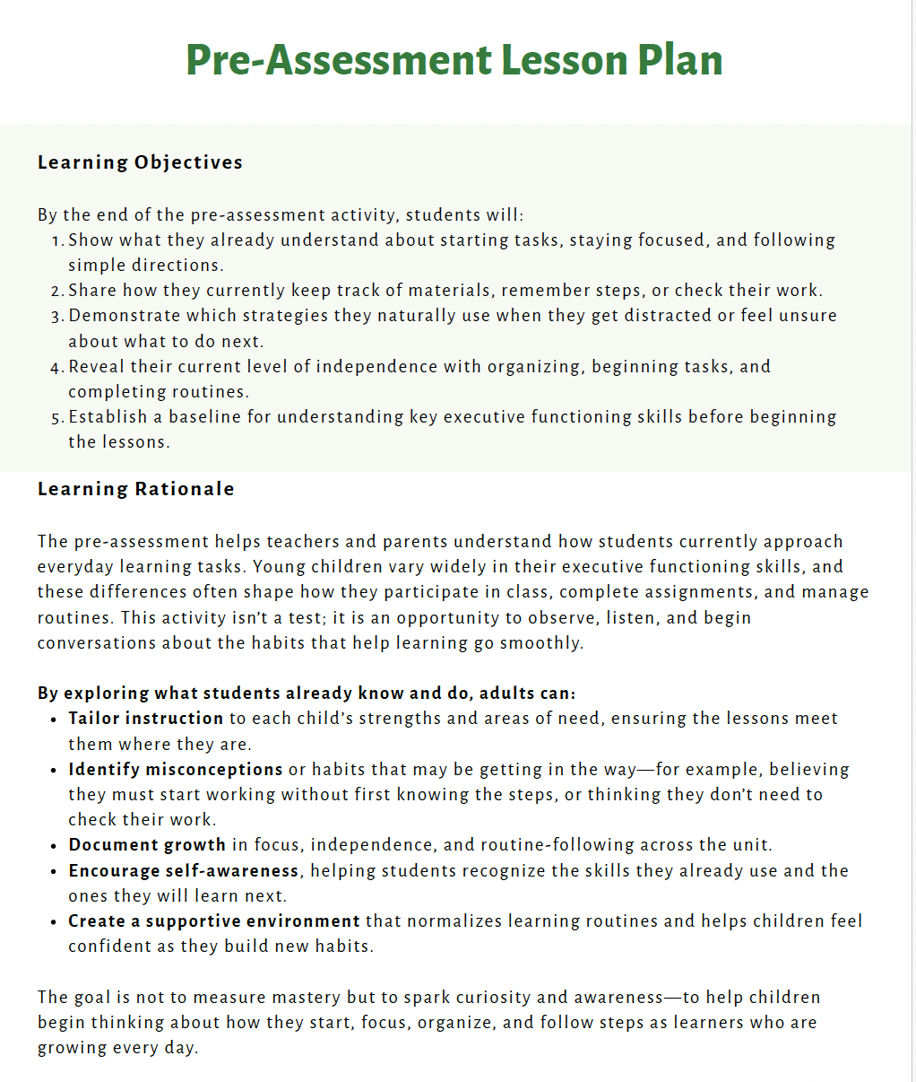 Executive Functioning Skills (Lower Elementary) Teacher Resource Pack — image 6