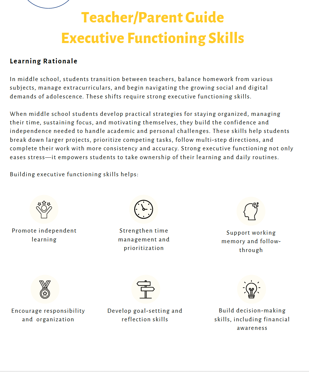 Executive Functioning Skills (Middle School) Teacher Resource Pack — image 3