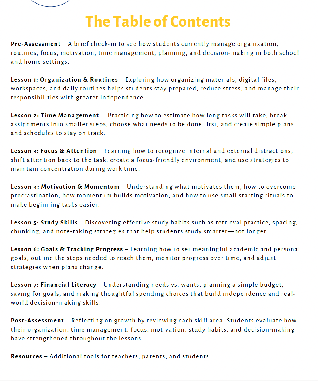 Executive Functioning Skills (Middle School) Teacher Resource Pack — image 4