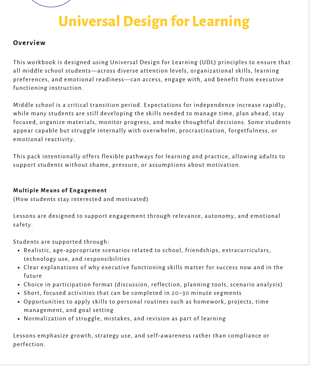 Executive Functioning Skills (Middle School) Teacher Resource Pack — image 5