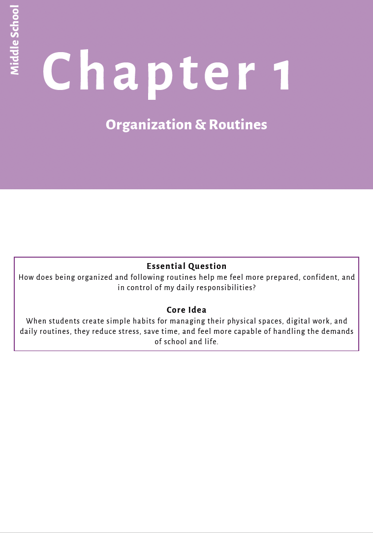 Executive Functioning Skills (Middle School) Instructional Guide