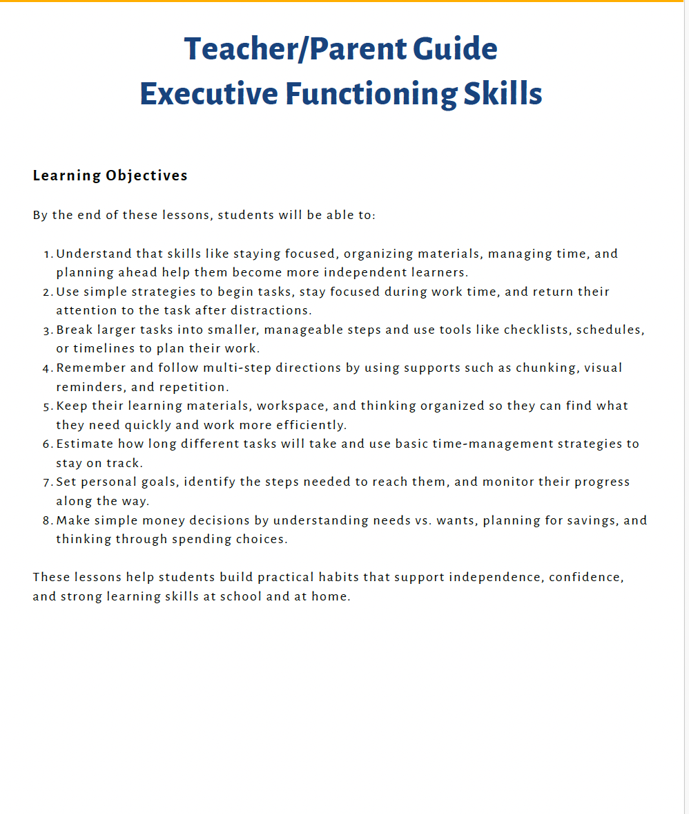 Executive Functioning Skills (Upper Elementary) Teacher Resource Pack — image 2