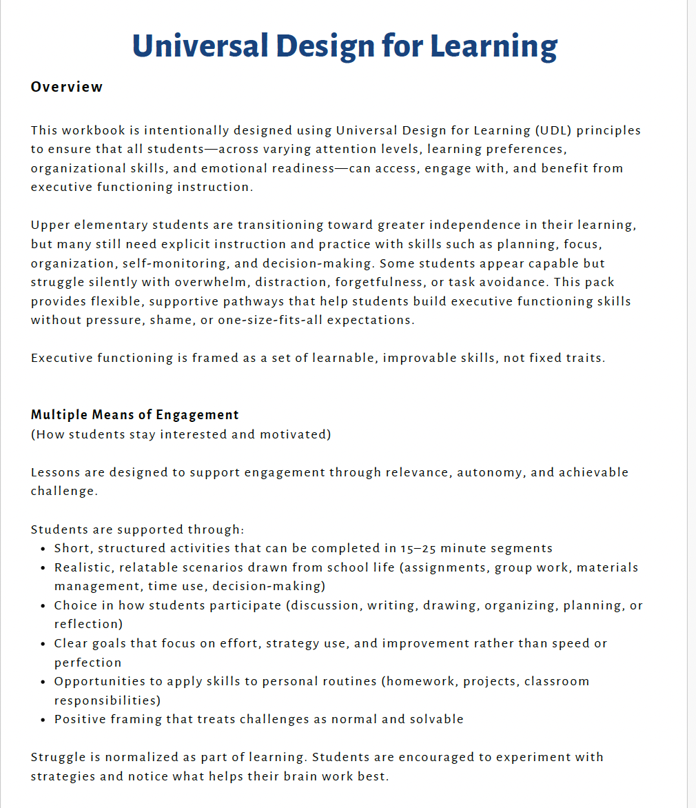 Executive Functioning Skills (Upper Elementary) Teacher Resource Pack — image 6