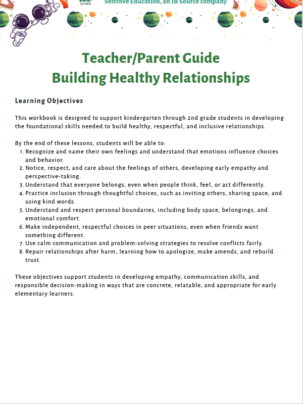 Healthy Relationships and Empathy (Lower Elementary) Teacher Resource Pack