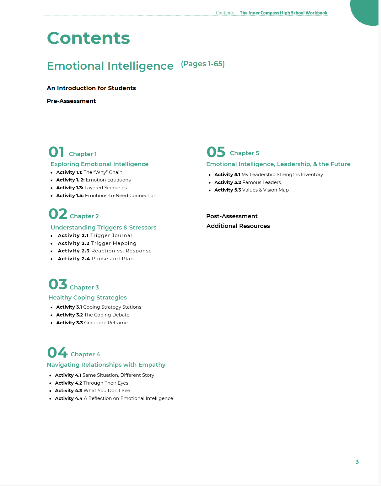 The Inner Compass: Navigating Emotions, Purpose, and Resilience (High School) Workbook