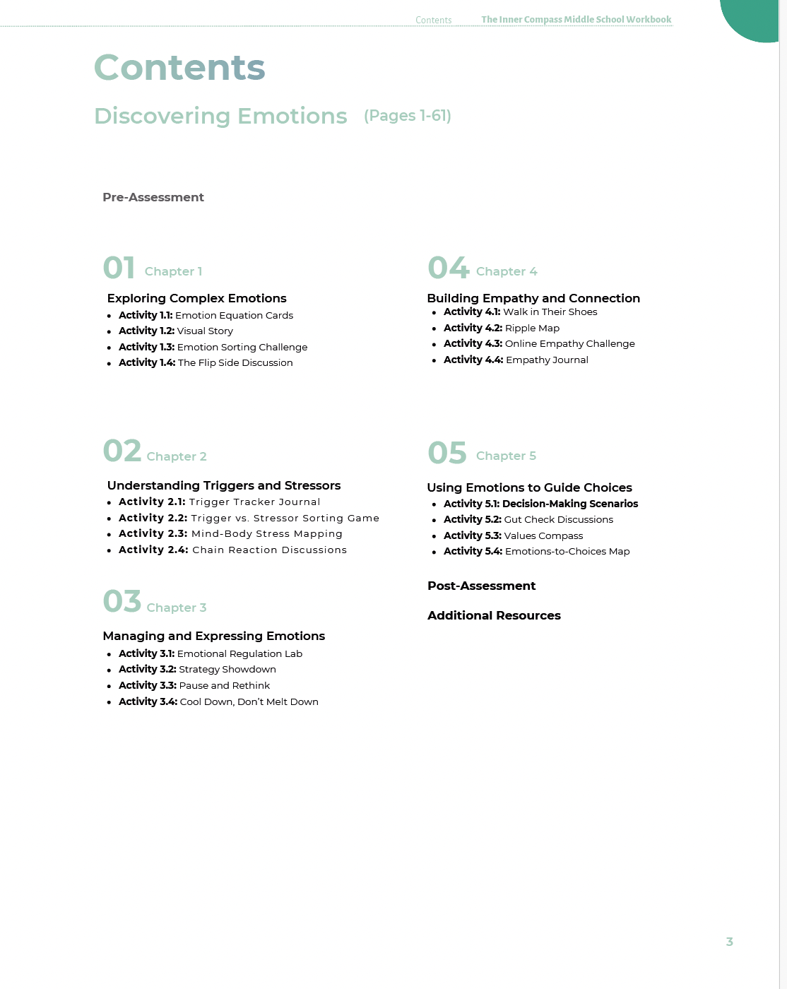 The Inner Compass: Discovering Emotions, Mindset, and Growth (Middle School) Workbook