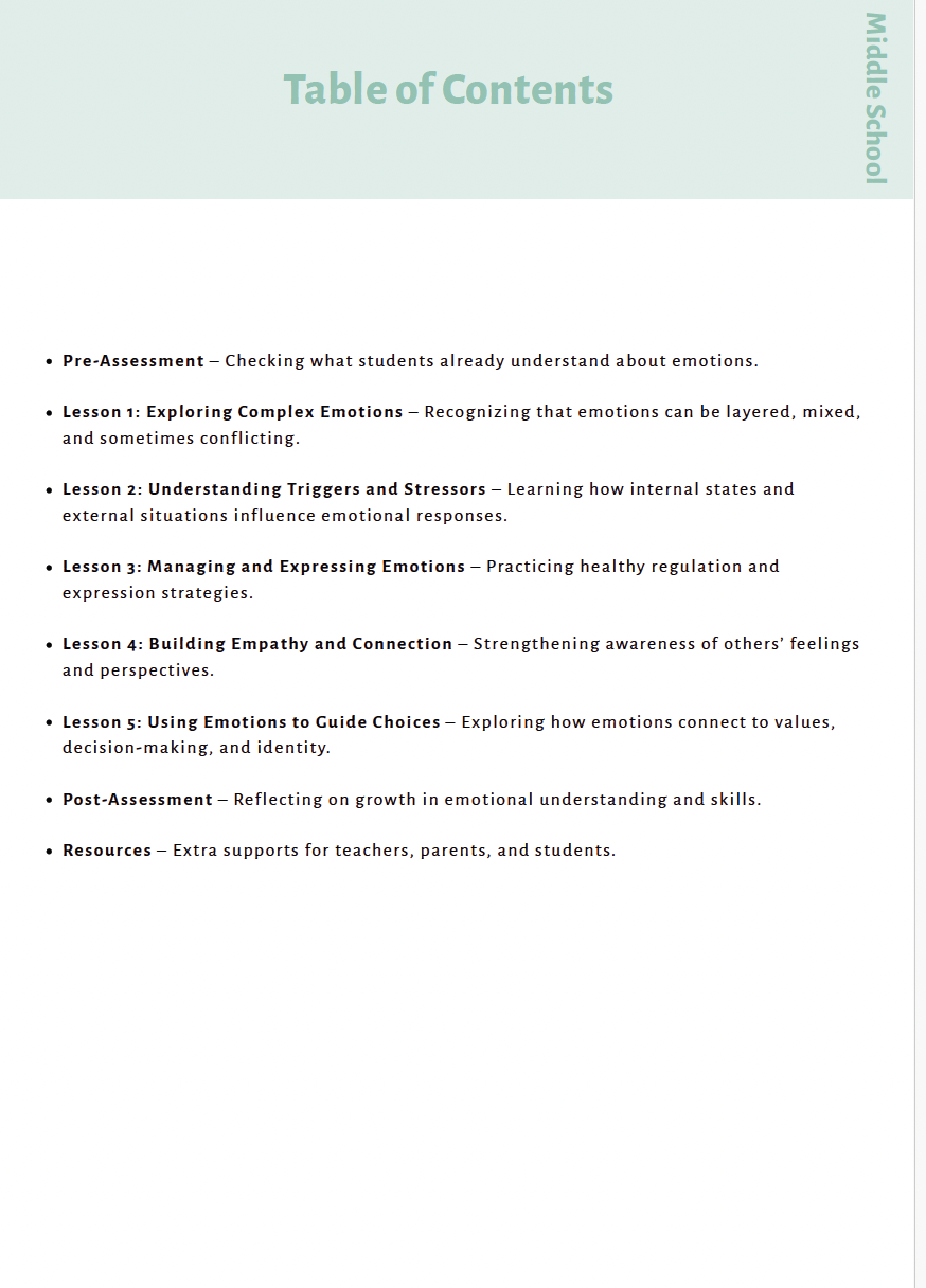 The Inner Compass: Navigating Emotions, Purpose, and Resilience (Middle School) Instructional Guide