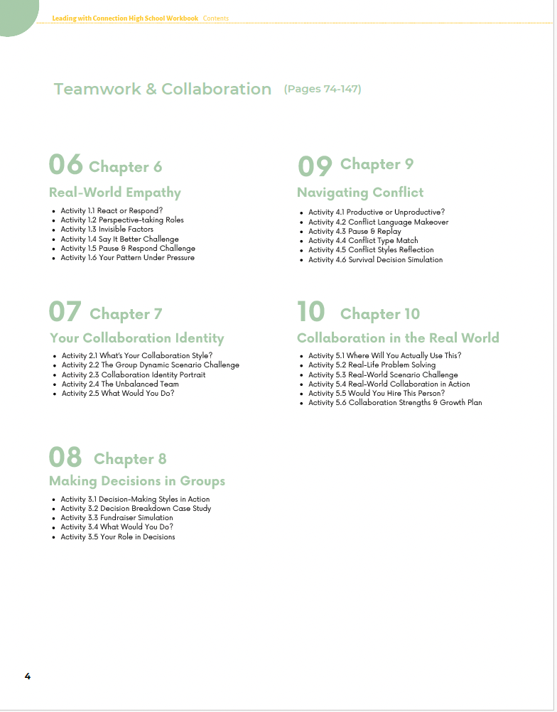 Leading with Connection: Developing Real-World Communication and Leadership Skills (High School) Workbook