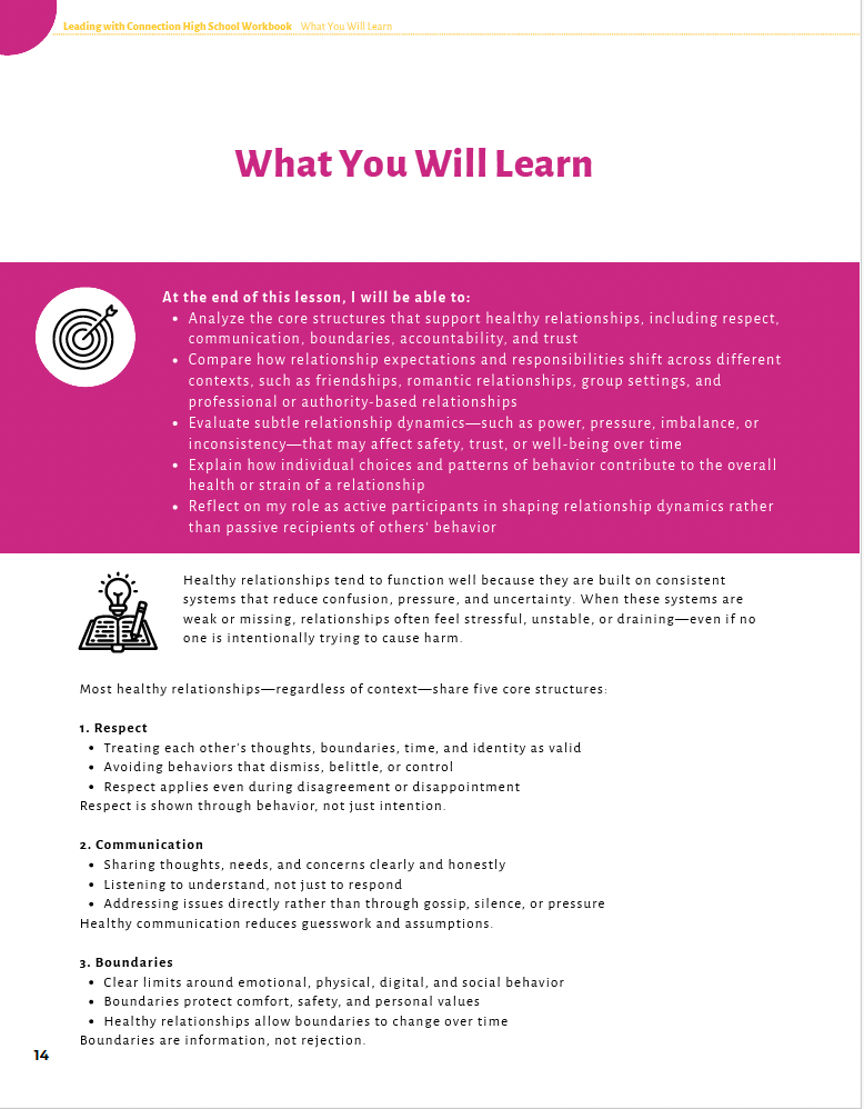 Leading with Connection: Developing Real-World Communication and Leadership Skills (High School) Workbook