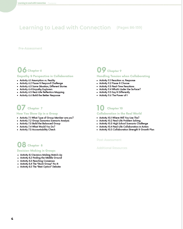 Learning to Lead with Connection: Building Empathy and Teamwork Skills (Middle School) Workbook