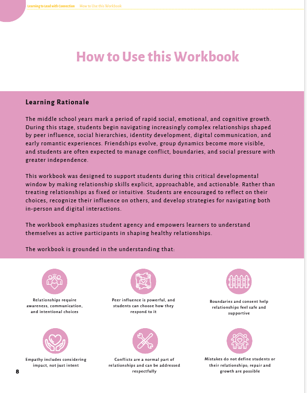 Learning to Lead with Connection: Building Empathy and Teamwork Skills (Middle School) Workbook