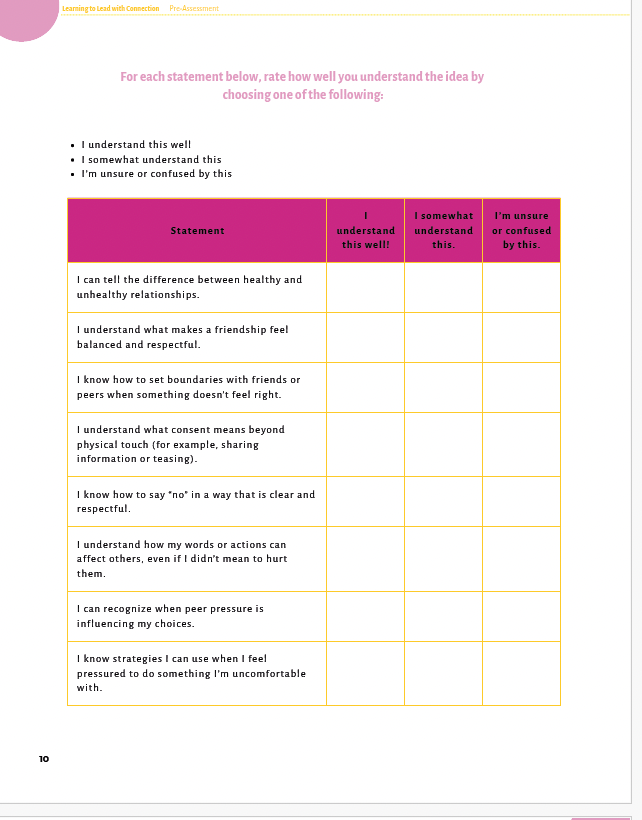 Learning to Lead with Connection: Building Empathy and Teamwork Skills (Middle School) Workbook