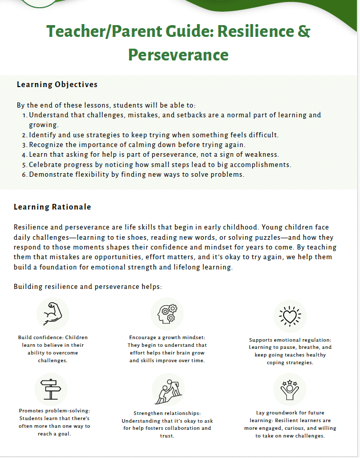 Resilience and Perseverance (Lower Elementary) Teacher Resource Pack — image 2